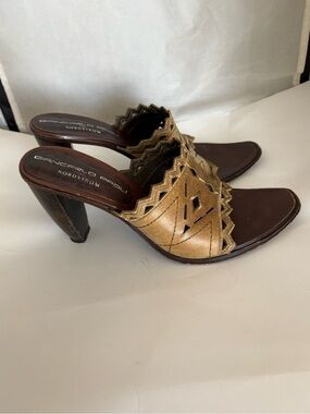 Giancarlo Paoli Leather Cutout Tan open toe point Heels EU37 US7